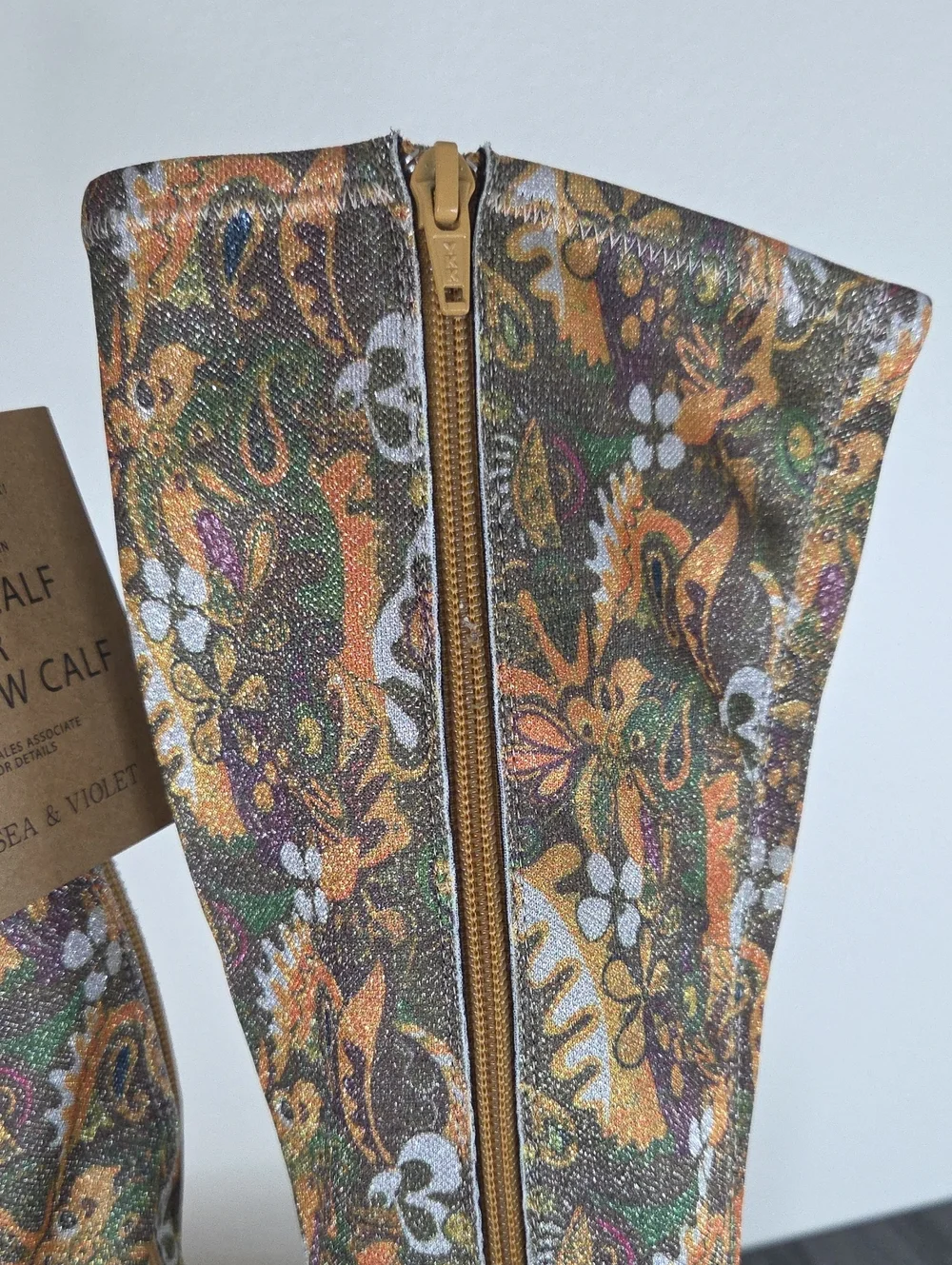 CHELSEA&VIOLET ZAYLA Floral Leaf Metallic Knee High Women's 7MBoot Multi-Color